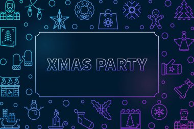 Xmas parti anahat renkli çerçeve. Vektör çizim