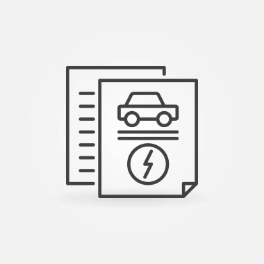 Elektrikli otomobil belgeler vektör anahat simgesini