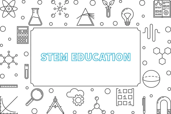 STEM educación vector contorno marco horizontal — Vector de stock