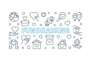 Bağış toplama vektör kavramı anahat yatay banner