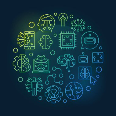 Fütüristik yuvarlak vektör anahat parlak konsept illüstrasyon