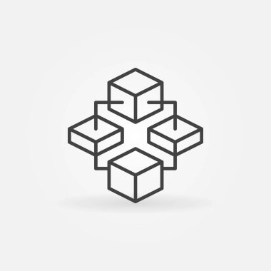 Blockchain teknoloji vektör anahat simgesini veya logo öğesini