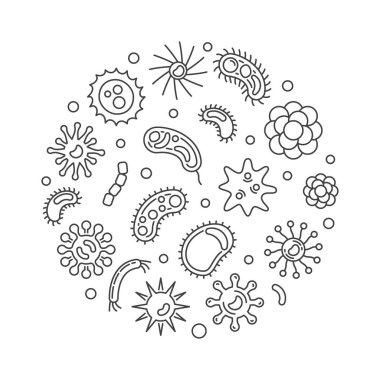 Patojen ve virüs vektör en az hat illüstrasyon yuvarlak