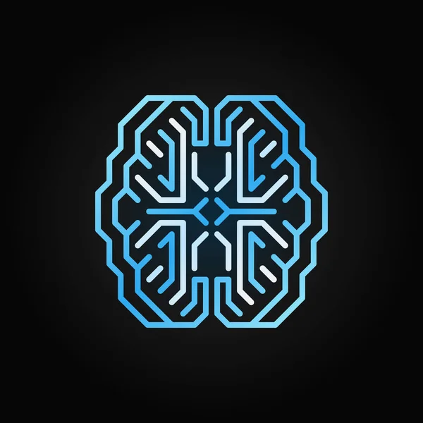 Cyfrowy Smart Brain Wektor Niebieski Koncepcja Linia Ikona Lub Symbol — Wektor stockowy