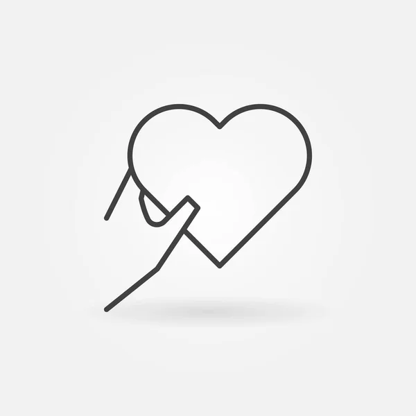 Hand holding heart vector icon in thin line style — Stock Vector