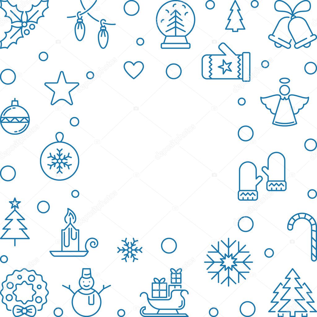 Christmas and New Year square vector outline frame