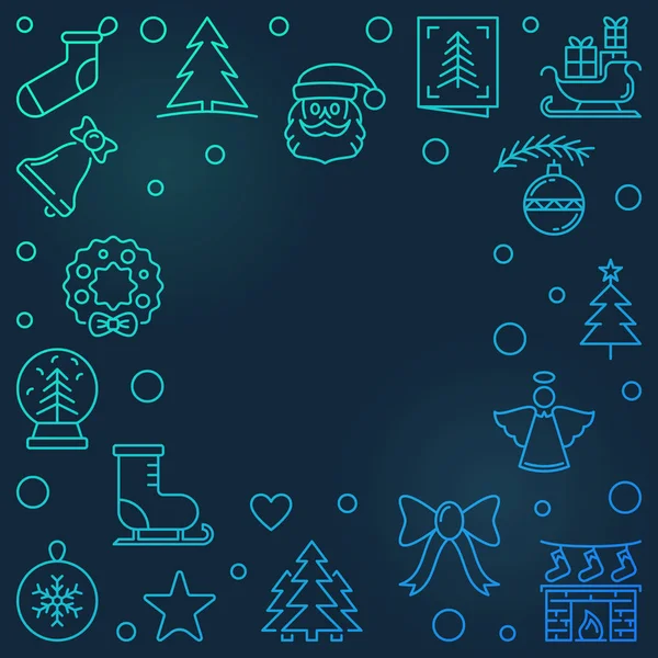 Noël vacances vecteur carré cadre contour créatif — Image vectorielle