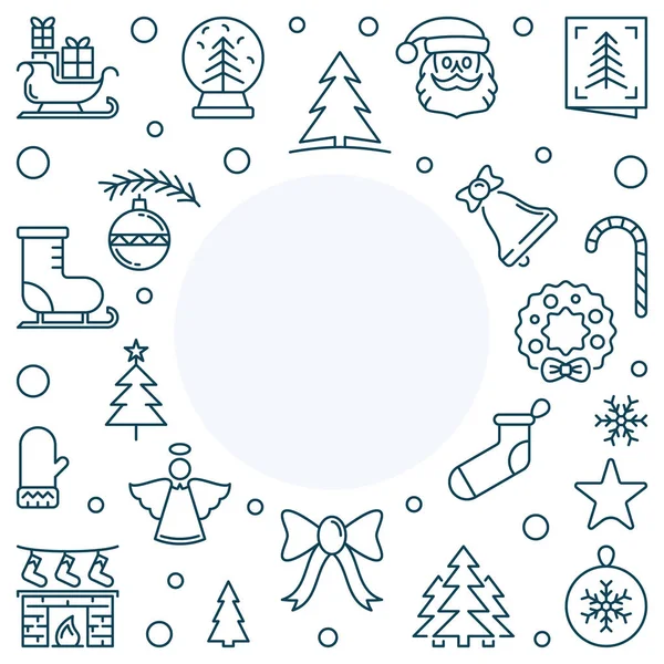 Noël ou Nouvel An ligne vectorielle de vacances cadre carré — Image vectorielle