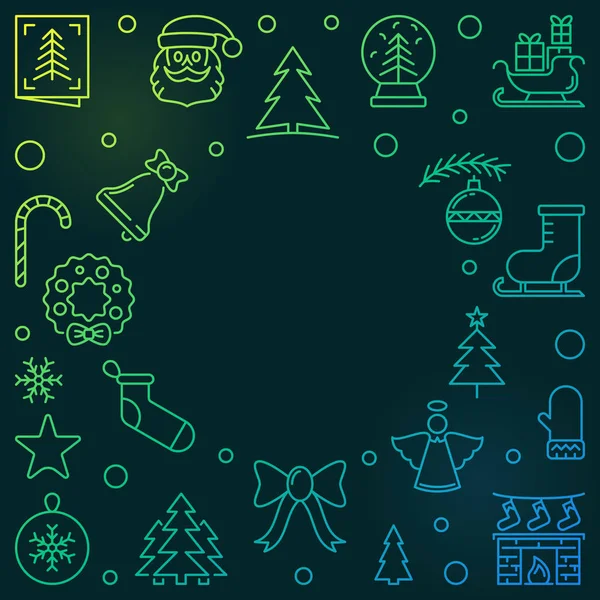 Noël ou Nouvel An vecteur de vacances cadre linéaire coloré — Image vectorielle