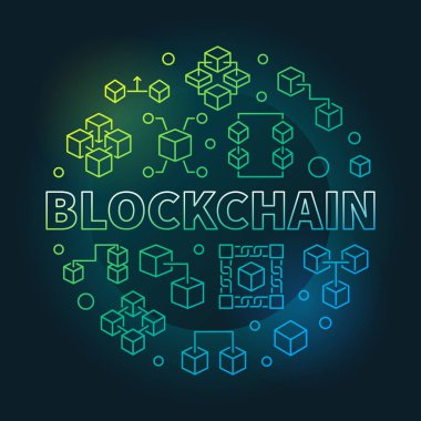 Blockchain cryptocurrency vektör yuvarlak renkli çizgi çizim