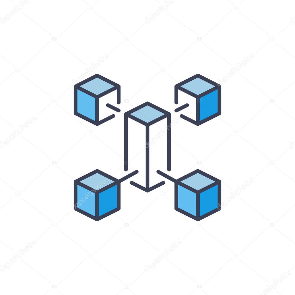 Block-chain cryptocurrency blue creative vector icon