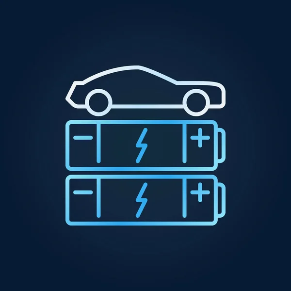 Auto mit blauen Batterien Linie Symbol. Vektor ev kreatives Symbol — Stockvektor