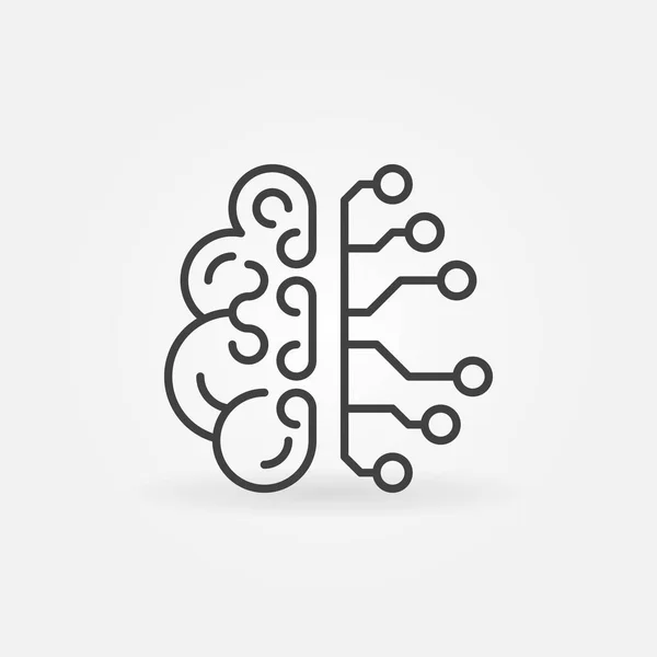 Icona della linea cerebrale dell'intelligenza artificiale. Segno del cybercervello vettoriale — Vettoriale Stock