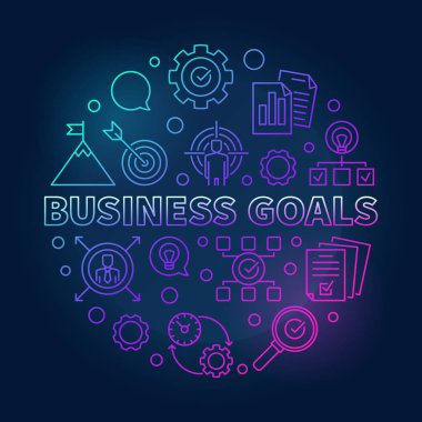 İş hedefleri yuvarlak yaratıcı anahat illüstrasyon vektör