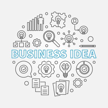 İş fikir vektör dairesel illüstrasyon anahat tarzı