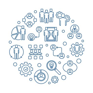 Vektör ortaklık yuvarlak iş anahat illüstrasyon