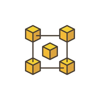 Blockchain sarı vektör yaratıcı simgesi beyaz arka plan üzerinde 