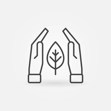 Yaprak vektör kavramı anahat simgesi ile el