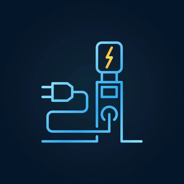 Borne de recharge EV icône contour coloré sur fond sombre — Image vectorielle