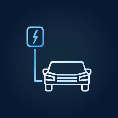 Ev veya tüm elektrikli araba vektör renkli satırı simgesi