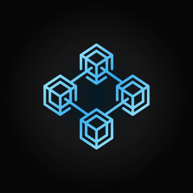 Blockchain vektör cryptocurrency kavramı mavi satırı simgesi