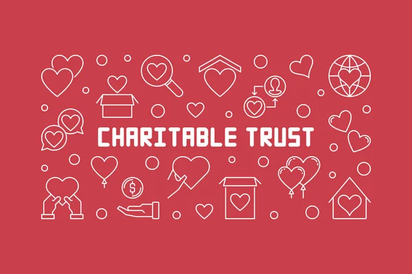 Charitable trust vector horizontal outline illustration — Stock Vector