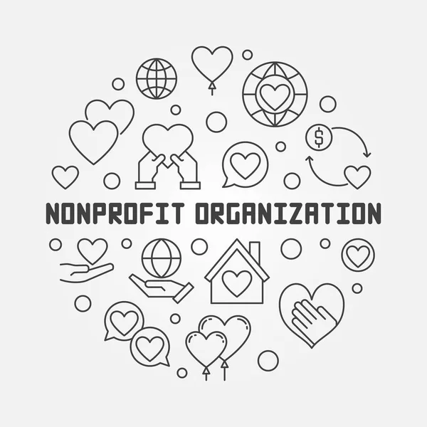 Nonprofit organization round vector outline illustration — Stock Vector