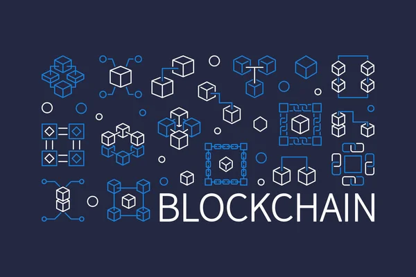 Blockchain cryptocurrency yaratıcı doğrusal yatay banner — Stok Vektör