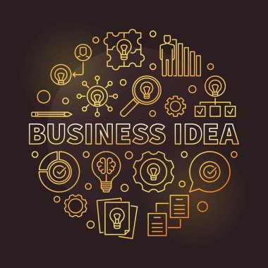 İş fikri vektör anahat dairesel illüstrasyon