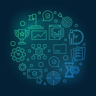 Hedef ayar vektör renkli yuvarlak anahat çizim