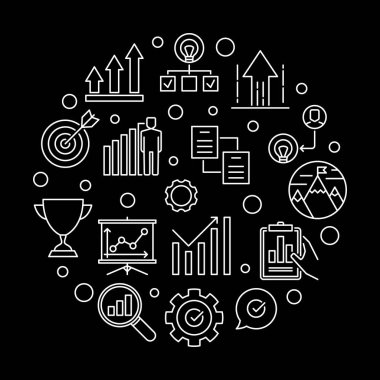 İş başarı dairesel vektör anahat çizim