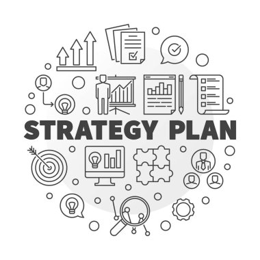 Anahat tarzı strateji planı dairesel illüstrasyon vektör