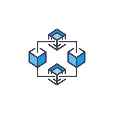 Blockchain mavi kutsal kişilerin resmi. Vektör bloğu zinciri kavramı sembol