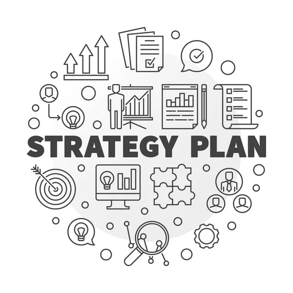 Plano de estratégia vetorial ilustração circular em estilo esboço —  Vetores de Stock