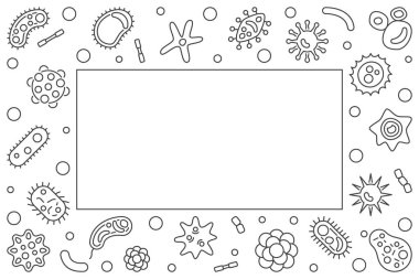 Virüs yatay çerçeve. Vektör kavramı anahat çizim