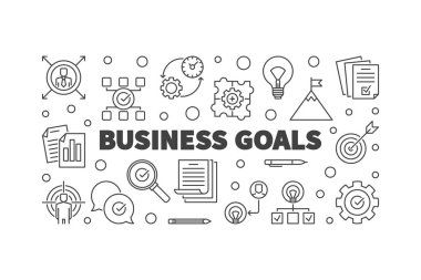 İş hedefleri vektör çizim veya afiş ince çizgi stili