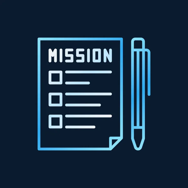 Documento de misión con lápiz vector de color icono de línea — Vector de stock