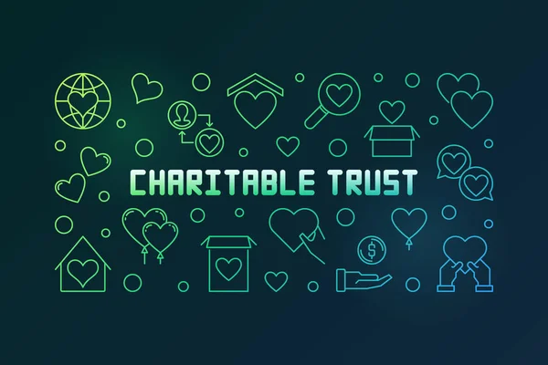 Charitable trust wektor kolorowy linia pozioma ilustracja — Wektor stockowy