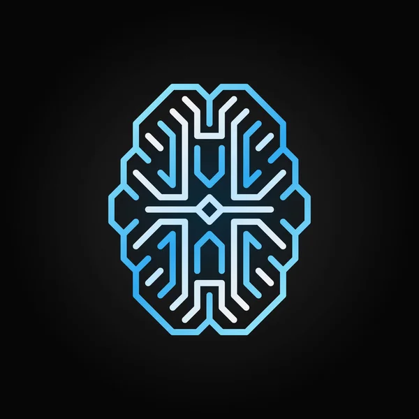 Digital Brain vector albastru contur pictograma. Semnul conceptului Cyberbrain — Vector de stoc