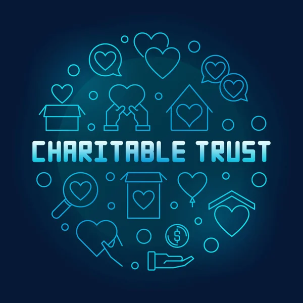 Charitable trust round vector blue outline illustration — Stock Vector