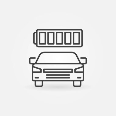 Elektrikli araba pil vektör simgesi ince çizgi tarzı ile