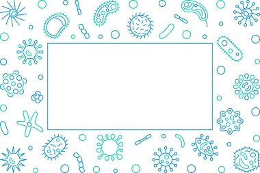 Virüs mavi yatay çerçeve. Vektör anahat çizim