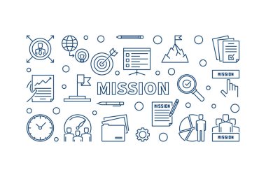 Vektör görev kavramı mavi anahat yatay çizim