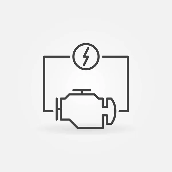 Vektor elektrické auto motor koncepce ikona stylově tenká čára — Stockový vektor