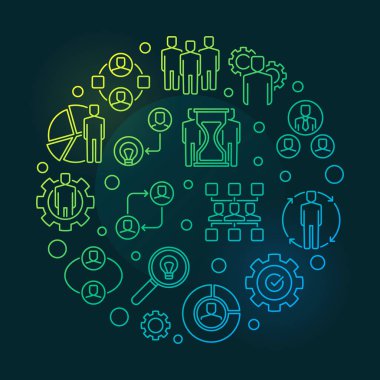 İş ortaklıkları yuvarlak renkli doğrusal illüstrasyon vektör