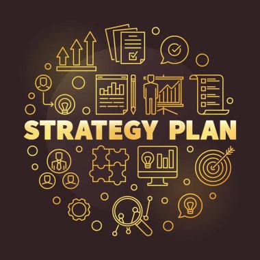 Yuvarlak altın anahat illüstrasyon vektör strateji planı