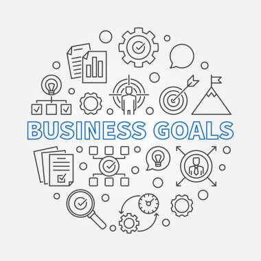 İş hedefleri anahat tarzı yuvarlak illüstrasyon vektör