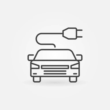 Tak vektör simgesi anahat tarzı ile modern elektrikli otomobil 