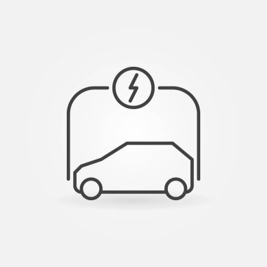 Elektrikli otomobil konsepti vektör satırı simgesi yan görünüm
