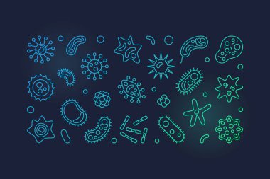 Anahat yatay illüstrasyon renkli insan microbiota vektör